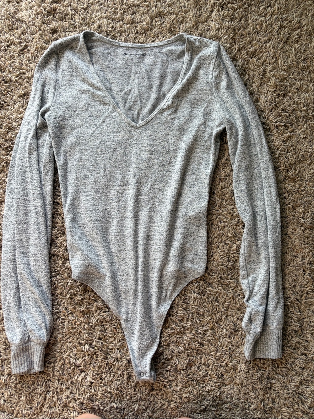 Abercrombie & Fitch Heather Gray V-Neck Long Sleeve Bodysuit